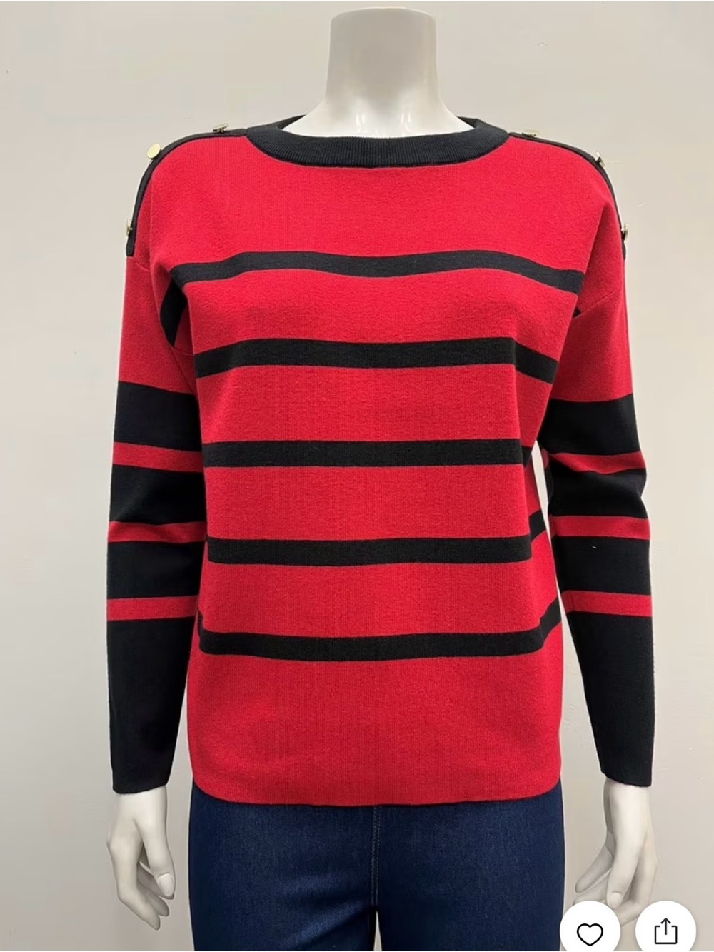 Ninety Red and Black Striped Crewneck Sweater